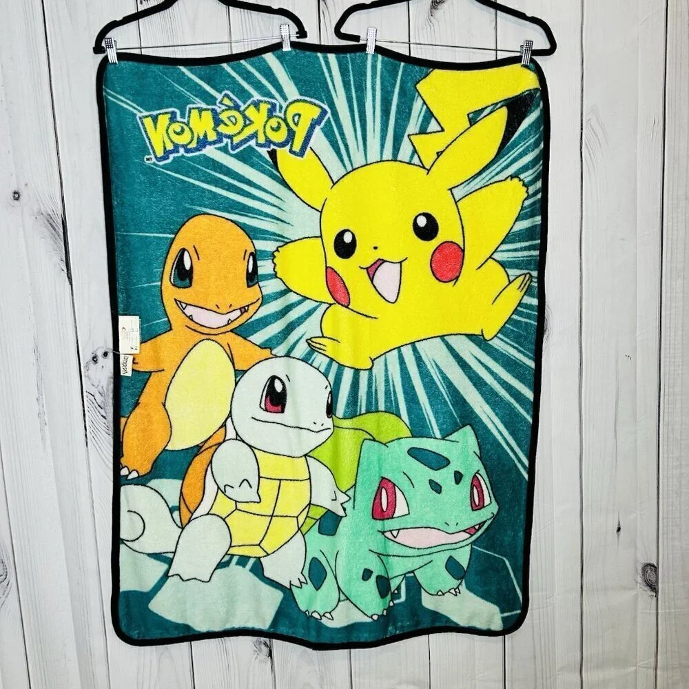 Pokemon Fleece Throw Blanket Pikachu Charmander Squirtle Bulbasaur 2015